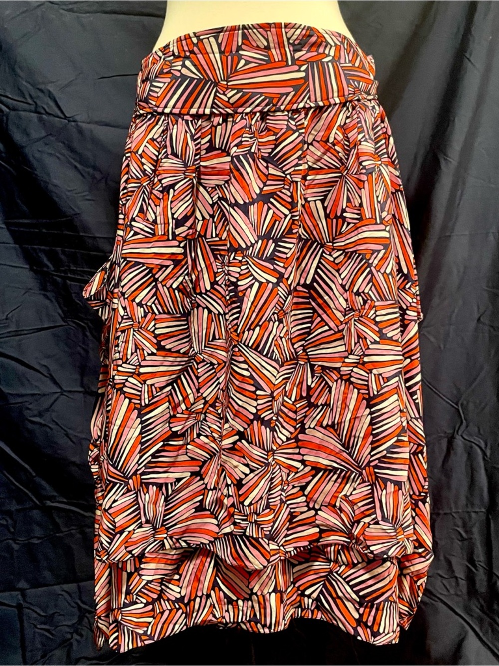 Printed Midi Skirt in Red and Pink